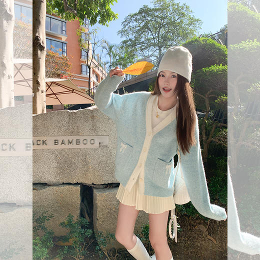 <曾小咸推荐>V领浅蓝色毛衣开衫 日常229.99/件 立减130 秒杀99.99/件！！ 商品图2