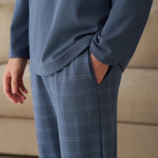 芬腾睡衣男春秋纯棉休闲长袖长裤套装青年男款秋季大码全棉家居服 商品图3