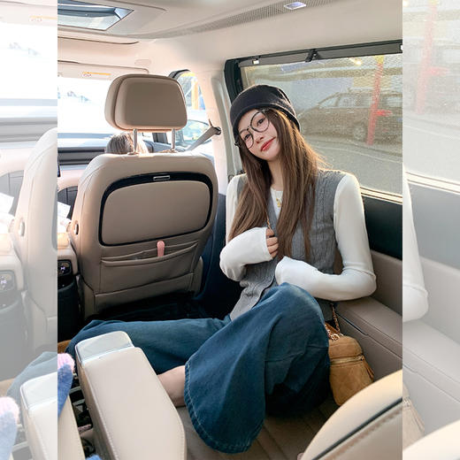 <曾小咸推荐>显瘦深蓝色加绒阔腿牛仔裤 商品图3