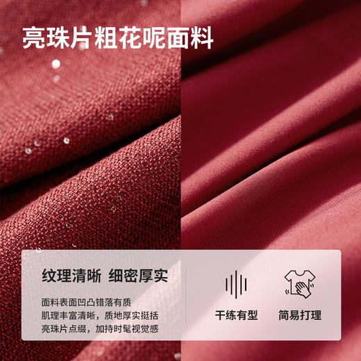 【内购】好运系列氛围感红色千金小香风外套珠片肌理感圆领短外套女-151W58678 商品图2