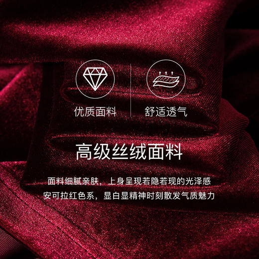 09849【新年系列】罗衣丝绒连衣裙女2025春季新款安可拉红礼服裙RJ001 商品图1