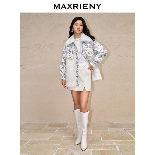 MAXRIENY优雅复古感环保皮草外套冬款提花羽绒服(货号:MC88DC779) 商品图1