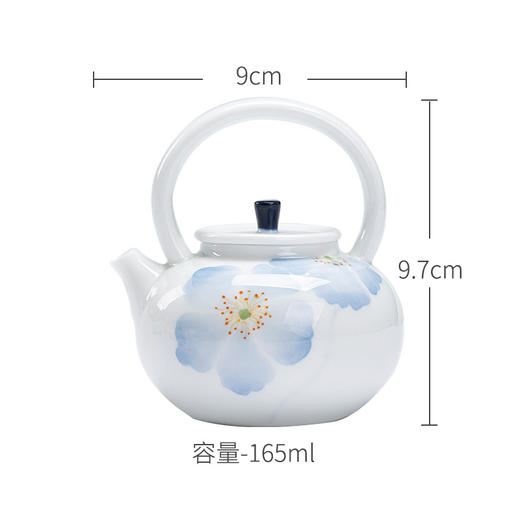 束刻<白瓷玉泥手绘提梁壶> 商品图5