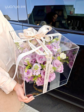 【“紫”为你心动】高档亚克力混搭鲜花礼盒