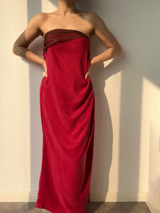 ranyepersonal｜抹胸铜氨红色连衣裙 [ 红TOUCH24DR06-3 ] 商品图7