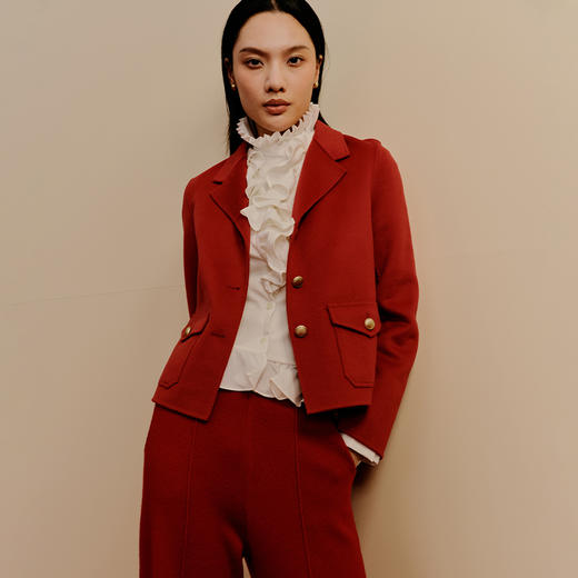 东黎 • 小山羊绒女士秋冬西服领小香风双面呢羊绒大衣 3322 商品图7