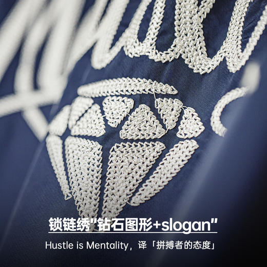 工装优选 美式复古海军蓝刺绣夹克字母翻领拉链尼龙休闲外套男秋冬 商品图3