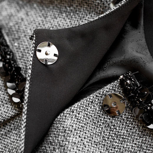 【高货wl】全新升级【铂金会员367/天猫489/差价122】(90143) 洛诗琳重工亮片钉珠外套女新款羊毛小香风名媛气质外套女 商品图3