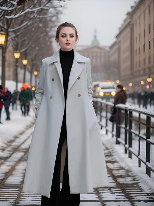 翻领双排扣收腰大衣 商品图2