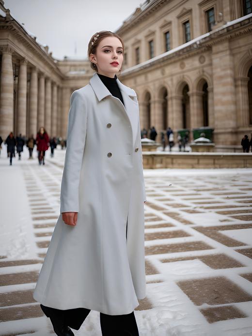 翻领双排扣收腰大衣 商品图3