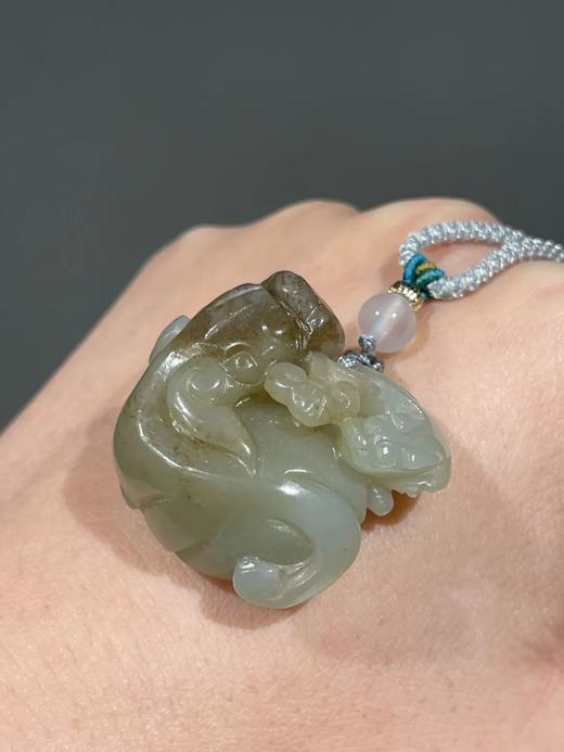 褐沁籽料白玉巧色镂雕子母瑞狮，顺丰包邮 商品图10