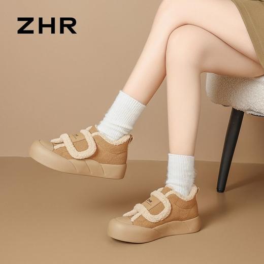 ZHR则则加绒面包鞋女2024冬季款时尚百搭魔术贴毛毛鞋保暖雪地靴 商品图7