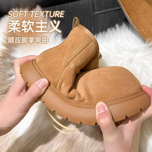 ZHR则则卡皮巴拉雪地靴女2024冬季新款加绒加厚棉鞋软底保暖短靴 商品图3