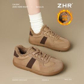 ZHR则则加绒德训鞋冬季美拉德防寒保暖超软棉鞋百搭休闲鞋女
