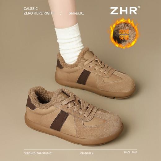 ZHR则则加绒德训鞋冬季美拉德防寒保暖超软棉鞋百搭休闲鞋女 商品图0