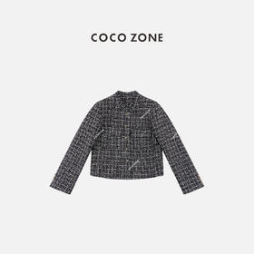 COCO ZONE 秋冬小香风立领单排扣长袖外套CC1D2606