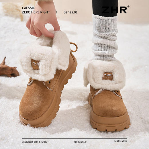 ZHR厚底加绒雪地靴女2024冬季新款保暖御寒棉鞋防滑轻便毛毛鞋女 商品图1