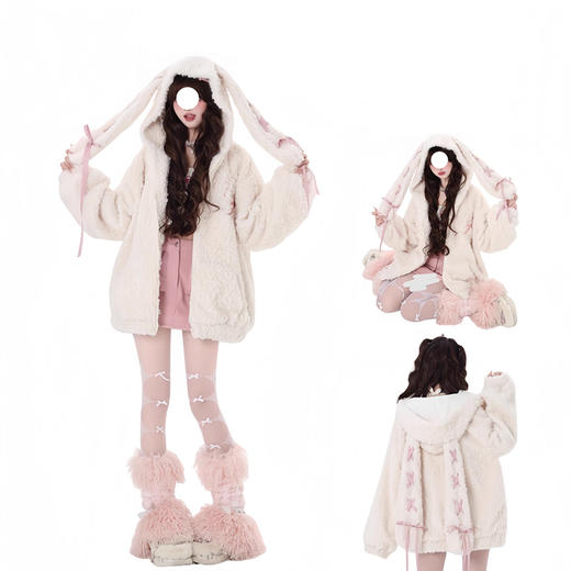 裁缝学苑AS397绑带小兔兔耳羊羔绒连帽加厚外套纸样女装冬季上衣样板图纸 商品图5