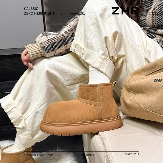 ZHR则则卡皮巴拉雪地靴女2024冬季新款加绒加厚棉鞋软底保暖短靴 商品图5