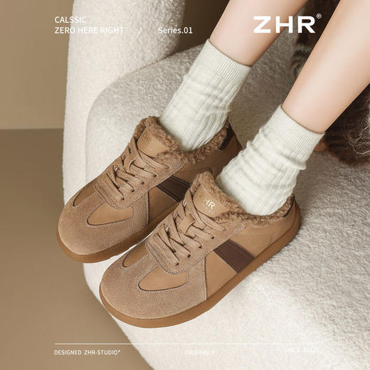 ZHR则则加绒德训鞋冬季美拉德防寒保暖超软棉鞋百搭休闲鞋女 商品图8