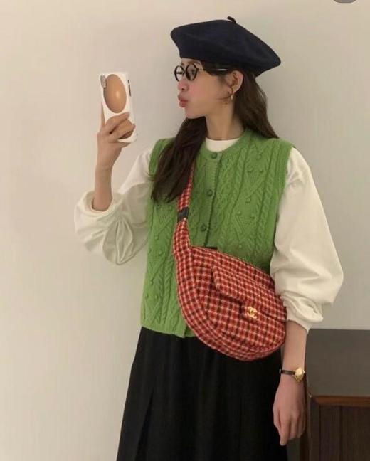 香奈儿24N红色千鸟格斜挎包（HH） 商品图8