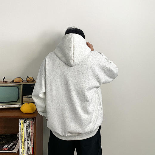 徐太浪百搭运动休闲开衫连帽卫衣男秋冬加绒宽松大码男装帽衫外套 商品图3