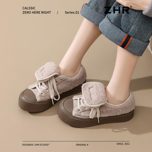 ZHR厚底加绒棉鞋女2024冬季新款保暖增高板鞋女柔软耐磨休闲鞋女 商品图8