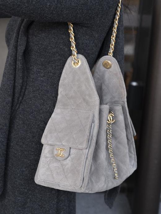 香奈儿25C灰色麂皮hoho抽绳水桶包小号（HH） 商品图2