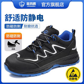 蓝鸥盾新款劳保鞋防砸防刺穿防静电欧标钢包头4.0㎜凯夫拉底实心底二层牛皮四季款低帮安全鞋