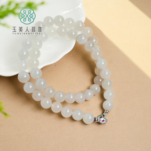 S925和田玉圆珠约10mm项链 商品图0