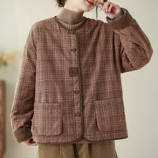 裁缝学苑AS394复古加厚夹棉夹克外套女冬圆领棉服纸样绗棉小棉袄 商品图5