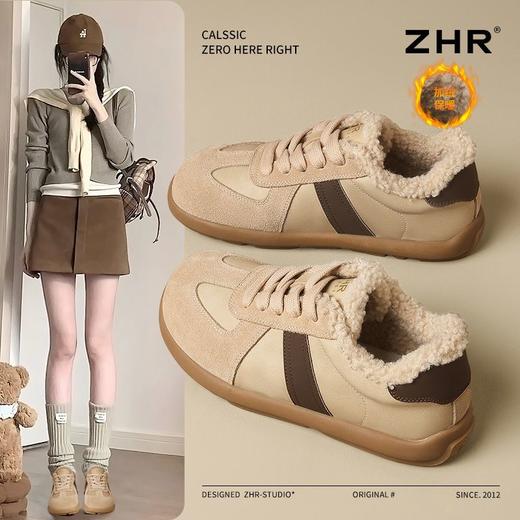 ZHR则则加绒德训鞋冬季美拉德防寒保暖超软棉鞋百搭休闲鞋女 商品图1
