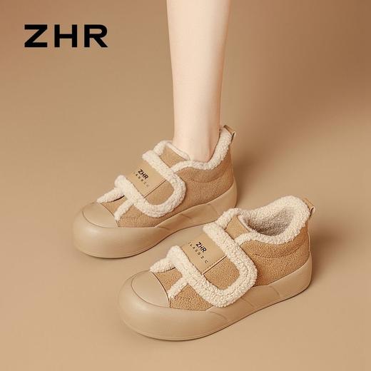 ZHR则则加绒面包鞋女2024冬季款时尚百搭魔术贴毛毛鞋保暖雪地靴 商品图3