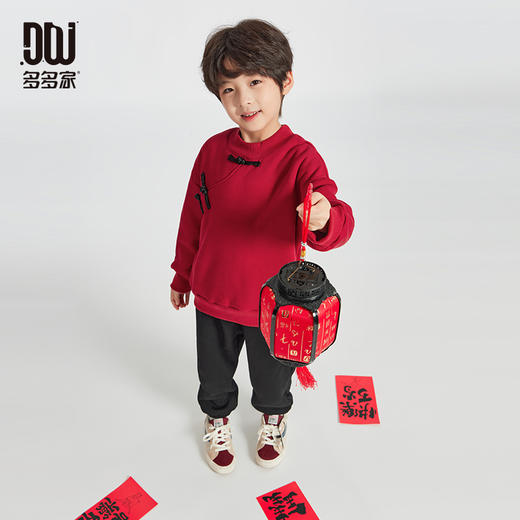 【团购价69.9】多多家男童套装加绒2024新款秋冬款冬装儿童中大童国风盘扣两件套9862 商品图1