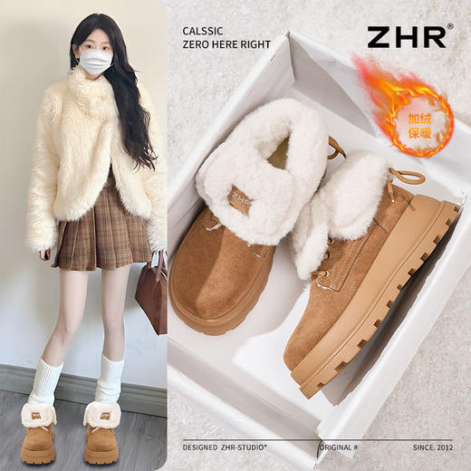 ZHR厚底加绒雪地靴女2024冬季新款保暖御寒棉鞋防滑轻便毛毛鞋女 商品图2
