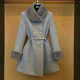 羊毛白鹅绒（袖子充绒毛领可拆卸)时尚气质收腰鹅绒服DHZZR408096