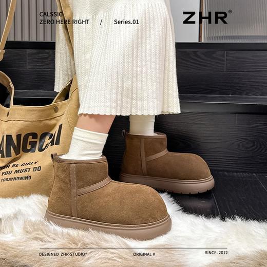 ZHR则则卡皮巴拉雪地靴女2024冬季新款加绒加厚棉鞋软底保暖短靴 商品图9