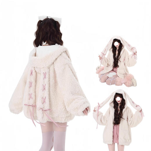 裁缝学苑AS397绑带小兔兔耳羊羔绒连帽加厚外套纸样女装冬季上衣样板图纸 商品图3