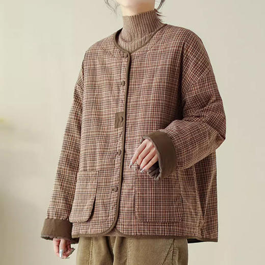 裁缝学苑AS394复古加厚夹棉夹克外套女冬圆领棉服纸样绗棉小棉袄 商品图3