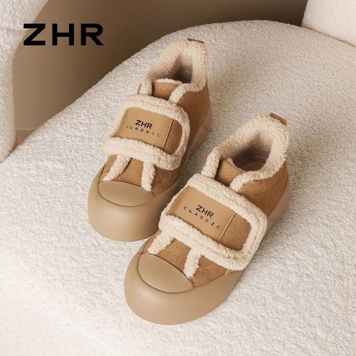 ZHR则则加绒面包鞋女2024冬季款时尚百搭魔术贴毛毛鞋保暖雪地靴 商品图0