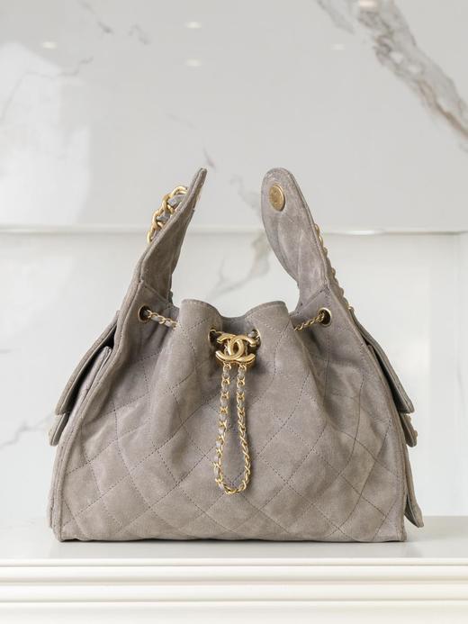 香奈儿25C灰色麂皮hoho抽绳水桶包小号（HH） 商品图0