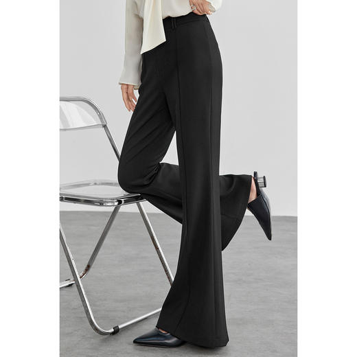 【内购】乐享美腿职场通勤前幅中缝线显瘦显高松紧高腰微喇长裤-151K54709 商品图1