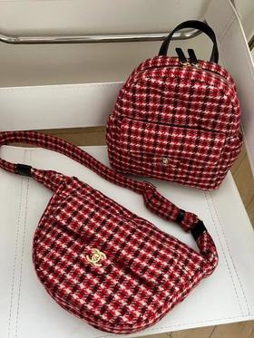 香奈儿24N红色千鸟格斜挎包（HH）