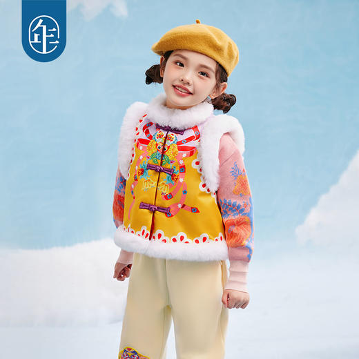 年衣童装儿童棉马甲女秋冬新款婴儿小马褂男宝马夹背心拜年服潮有福有富中式马甲 商品图1