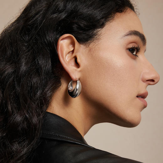 【网球职业运动员李娜&张予曦同款】Retro Chic | 小水滴金/银圈耳环&罗马链条项链套装 商品图1