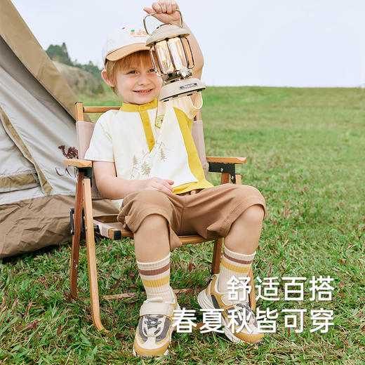 英氏儿童T恤夏季短袖透气上衣男童户外休闲T恤百搭2025新款短T恤 商品图3