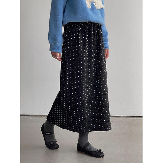 复古毛呢波点裙 商品图3