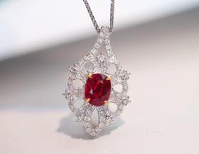1.3ct刻面红宝石吊坠