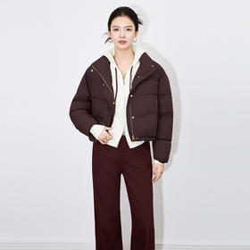 【高货wl】全新升级【铂金会员514/天猫699/差价185】(51055) 洛诗琳冬季新款复古鸭绒立领时尚通勤保暖加厚羽绒服短款面包服
