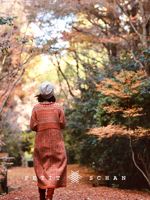 PETIT SCHAN小闪 CLO#690 Earnestly and sincerely 橙心橙意 纯羊毛费尔岛提花茧形连衣裙 商品图3